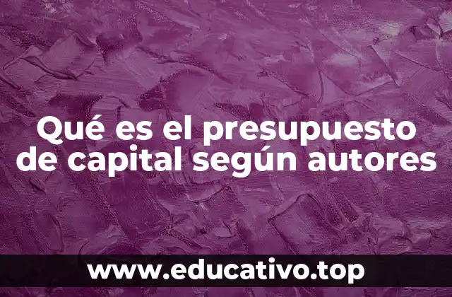 Qué es el presupuesto de capital según autores