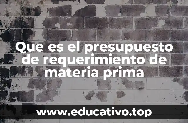 Que es el presupuesto de requerimiento de materia prima