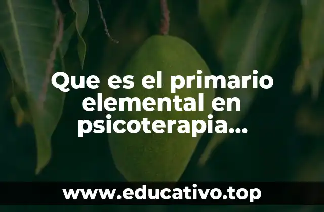 Que es el primario elemental en psicoterapia transpersonal o espiritualidad
