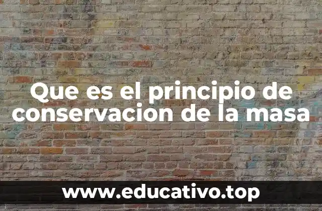 Que es el principio de conservacion de la masa