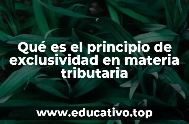 Qué es el principio de exclusividad en materia tributaria