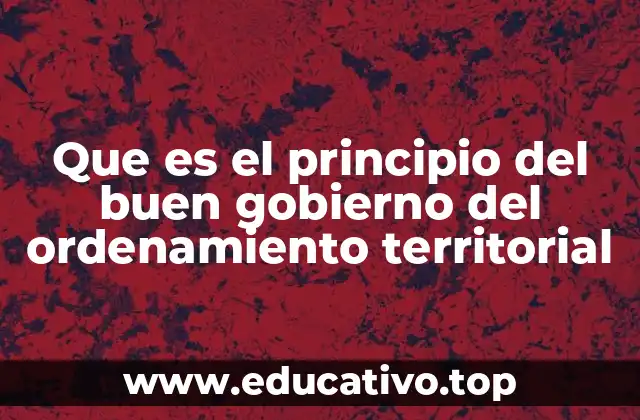 Que es el principio del buen gobierno del ordenamiento territorial