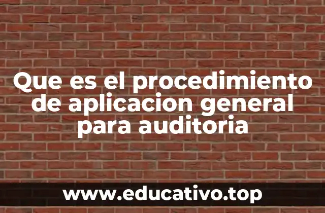 Que es el procedimiento de aplicacion general para auditoria