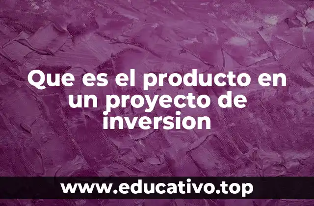 Que es el producto en un proyecto de inversion
