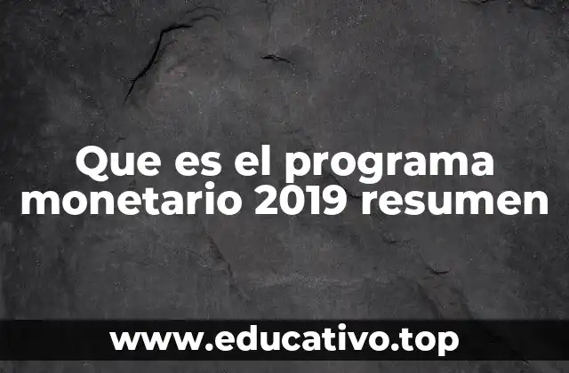 Que es el programa monetario 2019 resumen