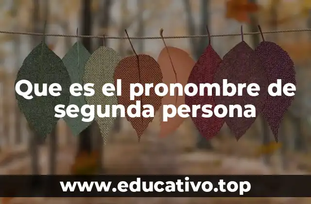 Que es el pronombre de segunda persona