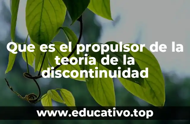 Que es el propulsor de la teoria de la discontinuidad