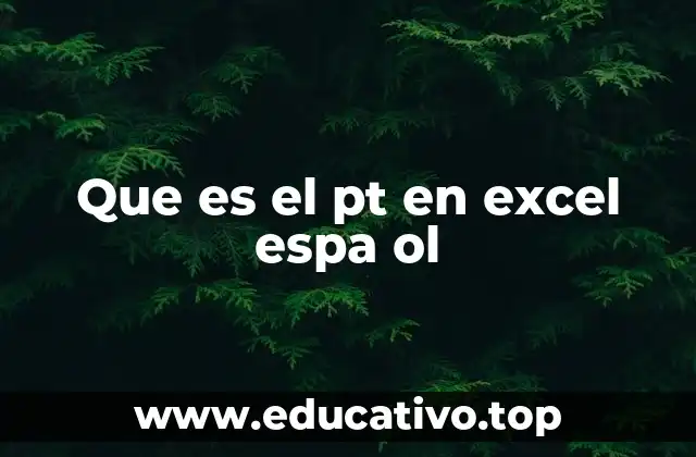 Que es el pt en excel espa ol