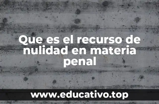 Que es el recurso de nulidad en materia penal