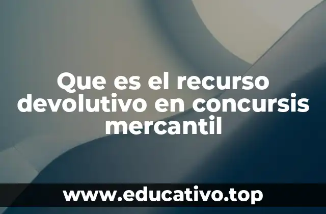 Que es el recurso devolutivo en concursis mercantil