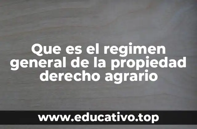 Que es el regimen general de la propiedad derecho agrario