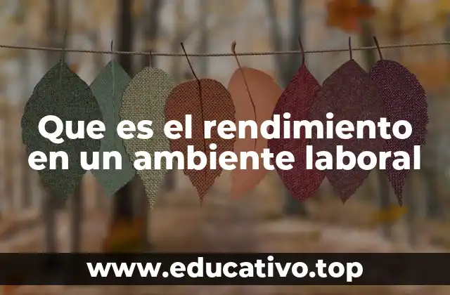 Que es el rendimiento en un ambiente laboral