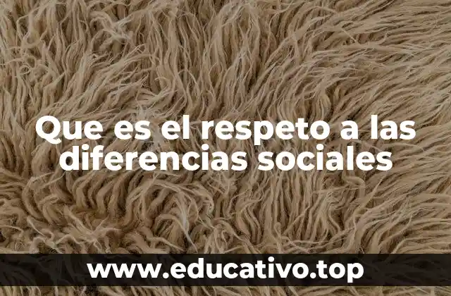 Que es el respeto a las diferencias sociales