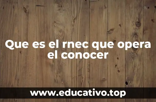 Que es el rnec que opera el conocer