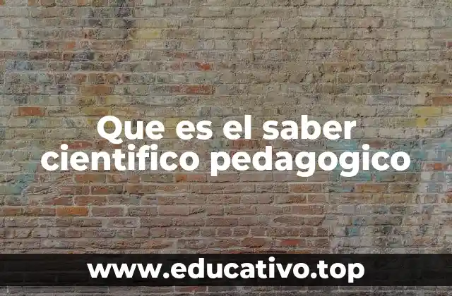Que es el saber cientifico pedagogico