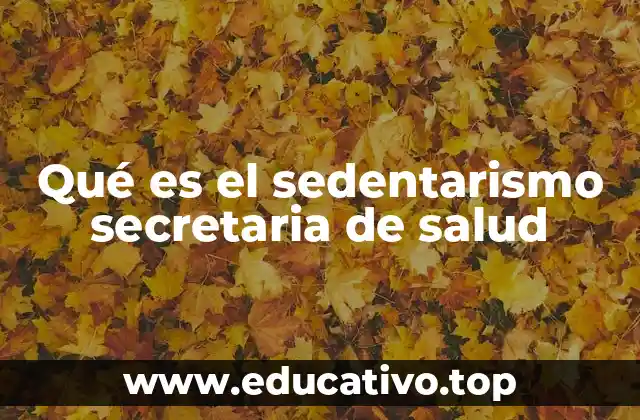 Qué es el sedentarismo secretaria de salud