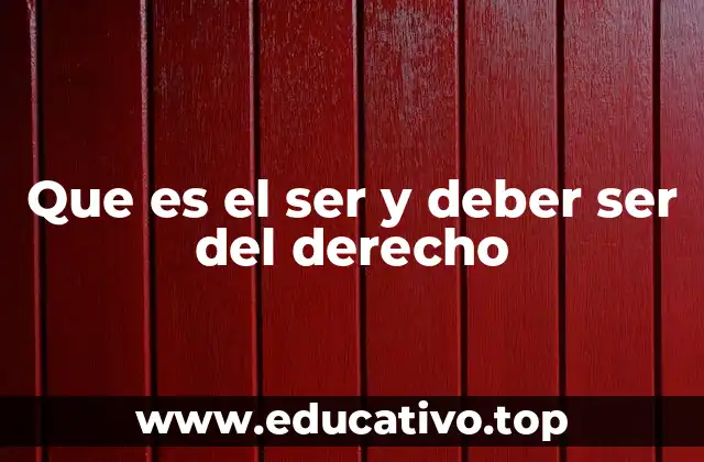Que es el ser y deber ser del derecho