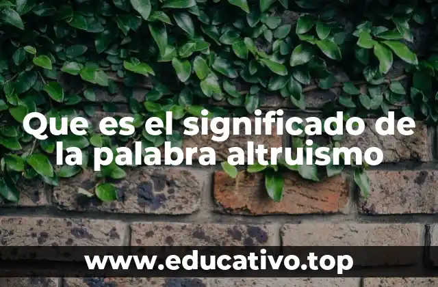 Que es el significado de la palabra altruismo