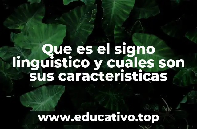 Que es el signo linguistico y cuales son sus caracteristicas