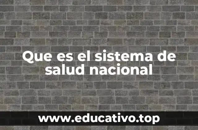 Que es el sistema de salud nacional