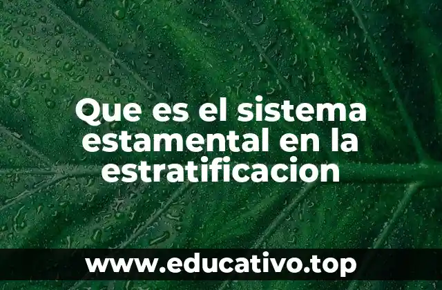 Que es el sistema estamental en la estratificacion