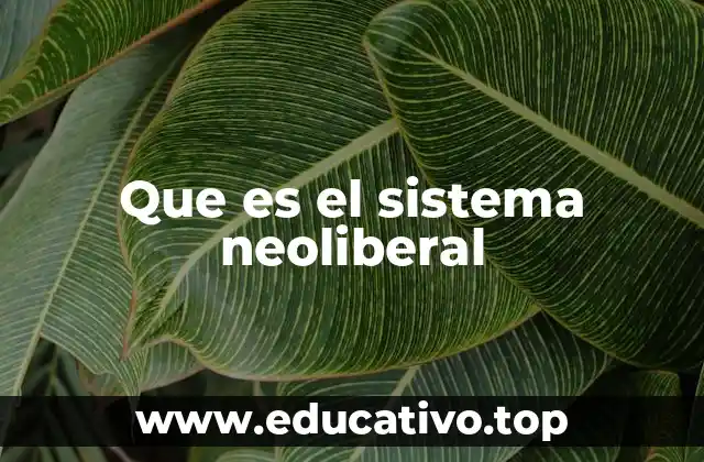 Que es el sistema neoliberal