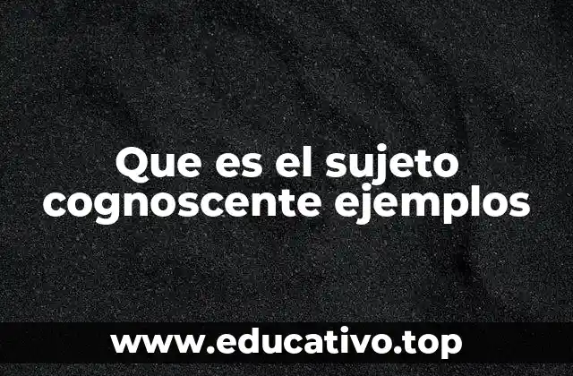 Que es el sujeto cognoscente ejemplos
