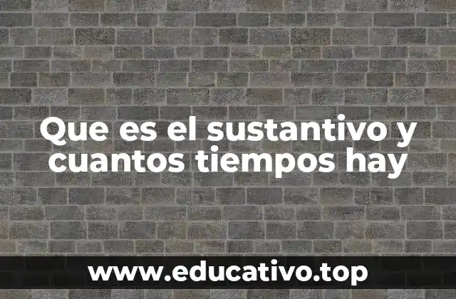 Que es el sustantivo y cuantos tiempos hay