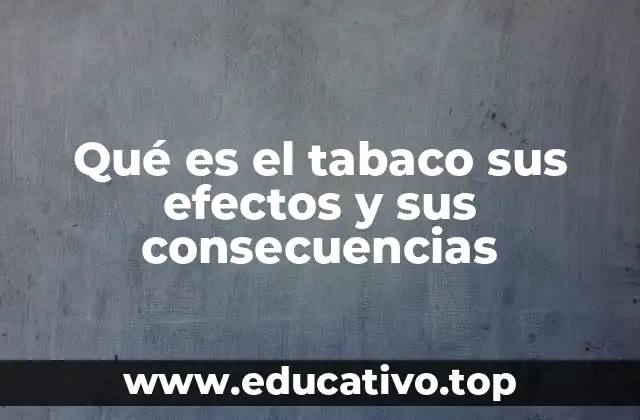 Qué es el tabaco sus efectos y sus consecuencias