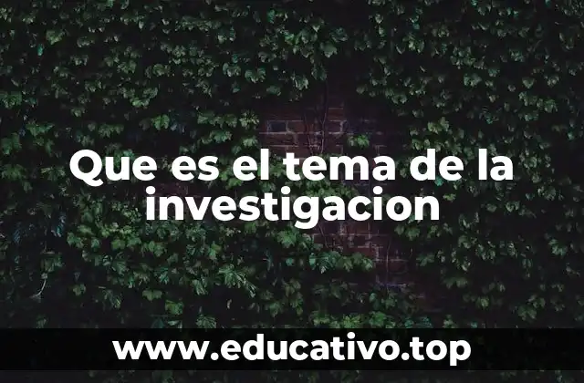 Que es el tema de la investigacion