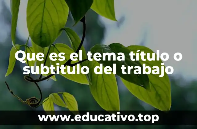 Que es el tema título o subtitulo del trabajo
