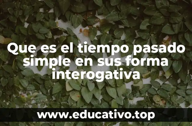 Formas de construir preguntas en pasado simple