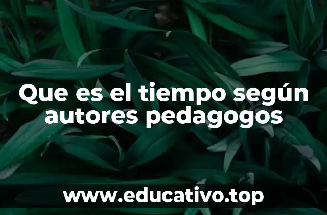 Que es el tiempo según autores pedagogos