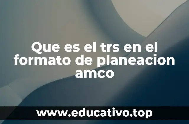 Que es el trs en el formato de planeacion amco