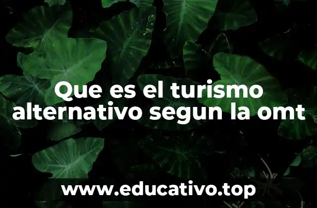 Que es el turismo alternativo segun la omt