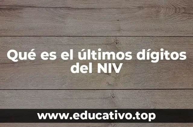 Qué es el últimos dígitos del NIV