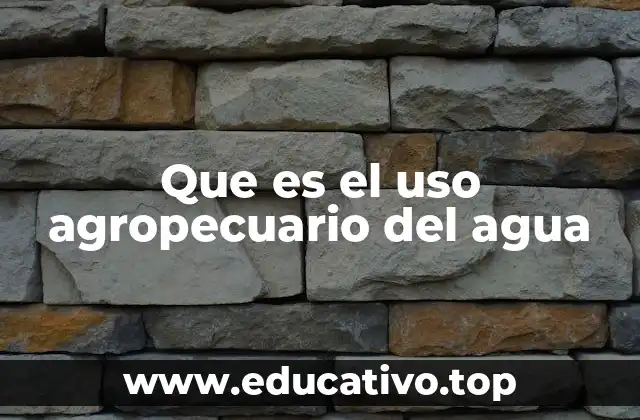 Que es el uso agropecuario del agua