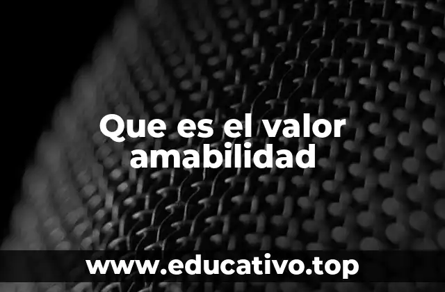 Que es el valor amabilidad