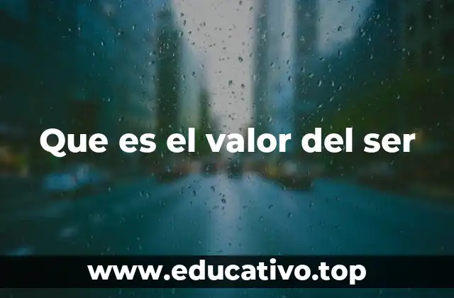 Que es el valor del ser