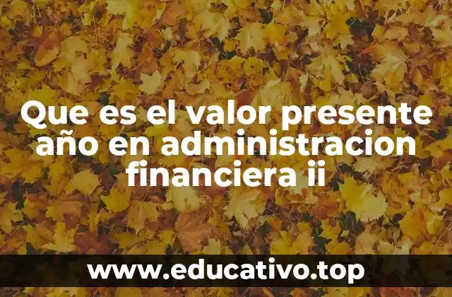 Que es el valor presente año en administracion financiera ii