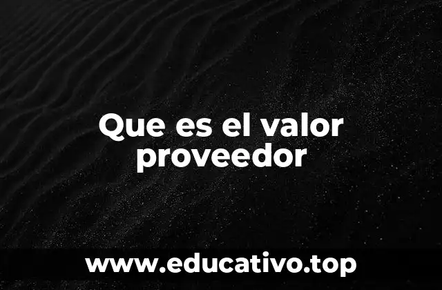 Que es el valor proveedor