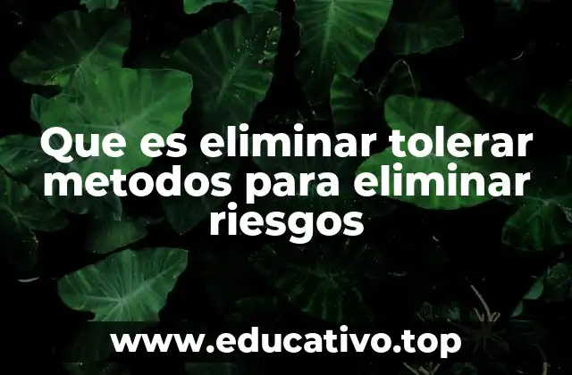 Que es eliminar tolerar metodos para eliminar riesgos