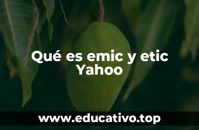 Qué es emic y etic Yahoo