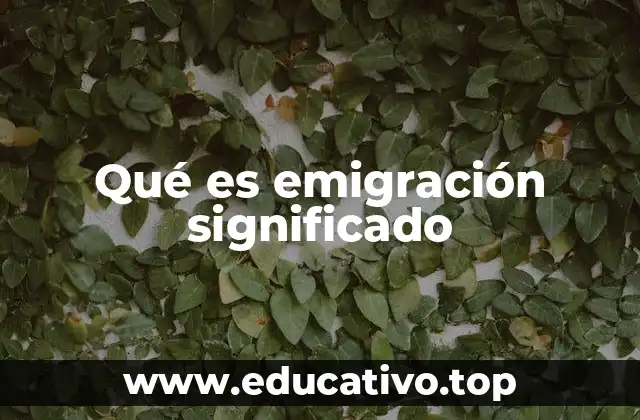 Qué es emigración significado