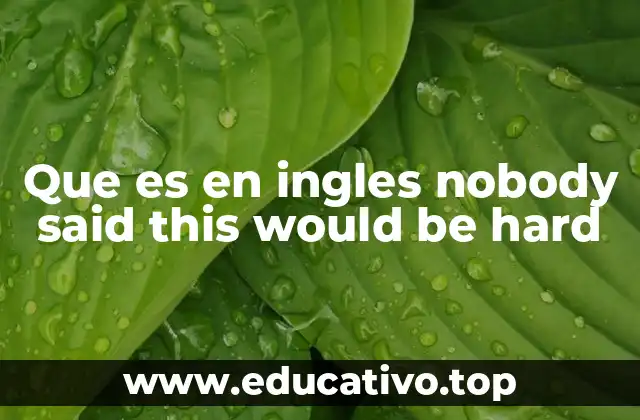 Que es en ingles nobody said this would be hard