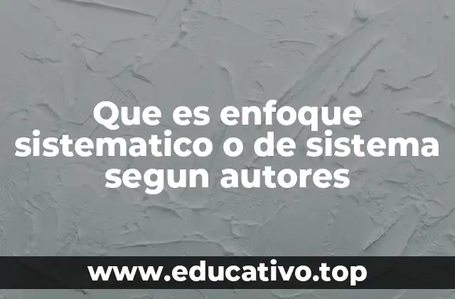 Que es enfoque sistematico o de sistema segun autores