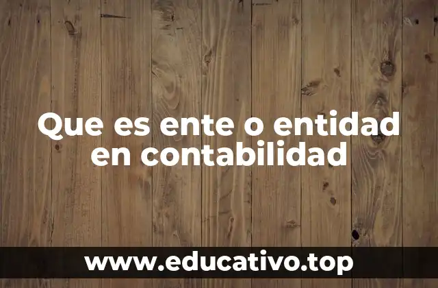 Que es ente o entidad en contabilidad