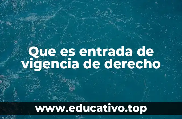 Que es entrada de vigencia de derecho