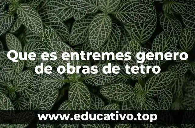 Que es entremes genero de obras de tetro