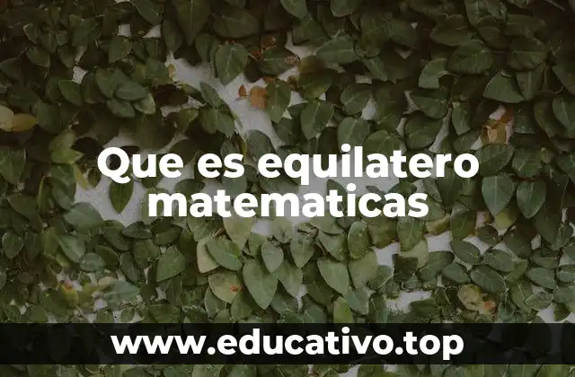 Que es equilatero matematicas